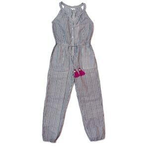 THML Novia Tassel Black and White Stripe Jumpsuit Romper Size Small